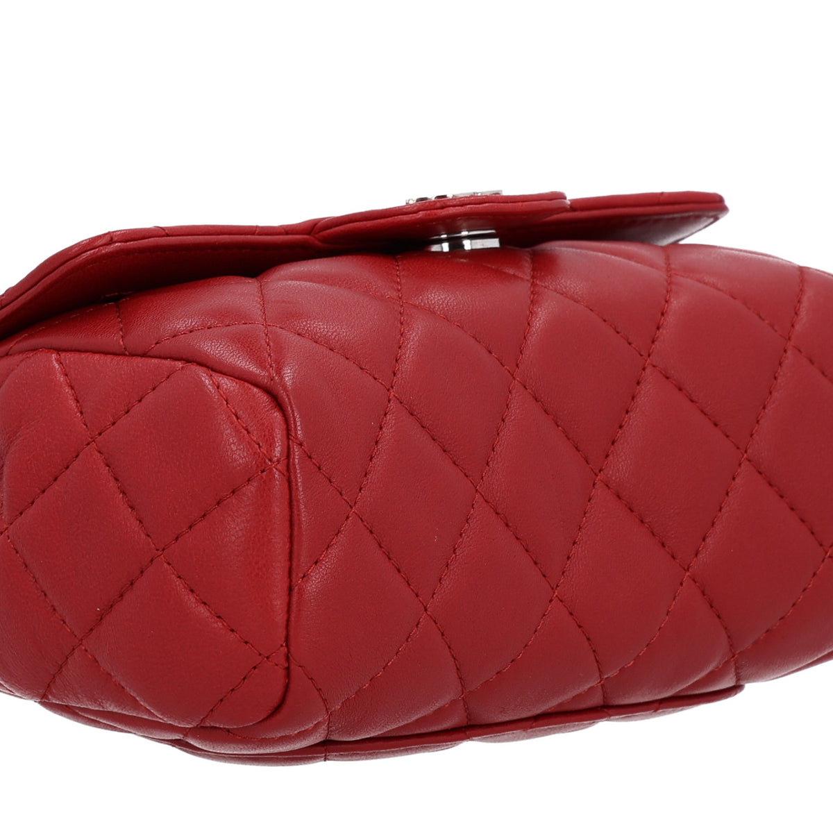 Lambskin Quilted Flap Cosmetic Case Red