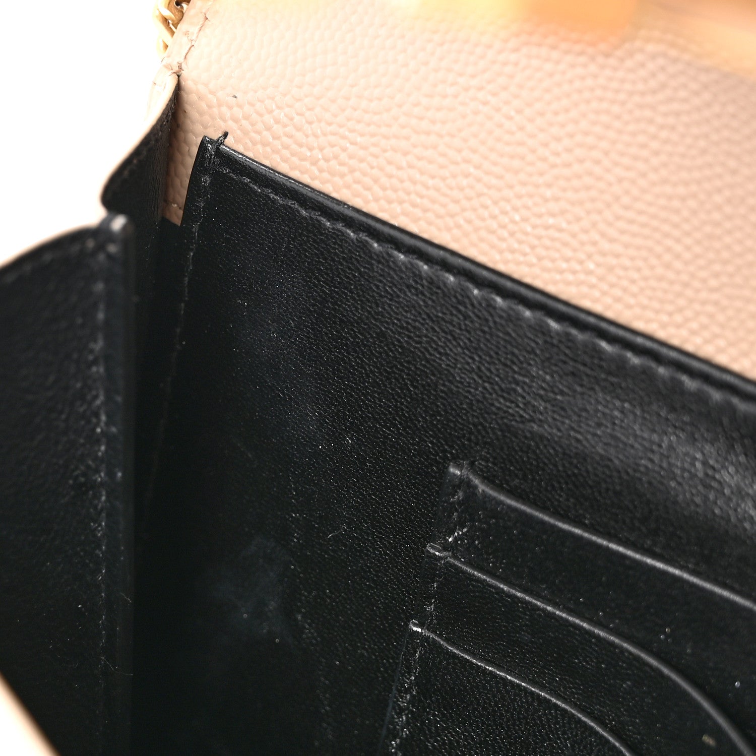 Saint Laurent Grain De Poudre Monogram Cassandra Chain Wallet  Dark Beige 10 of 12