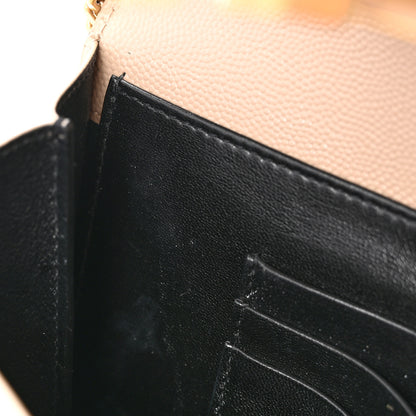 Saint Laurent Grain De Poudre Monogram Cassandra Chain Wallet  Dark Beige 10 of 12