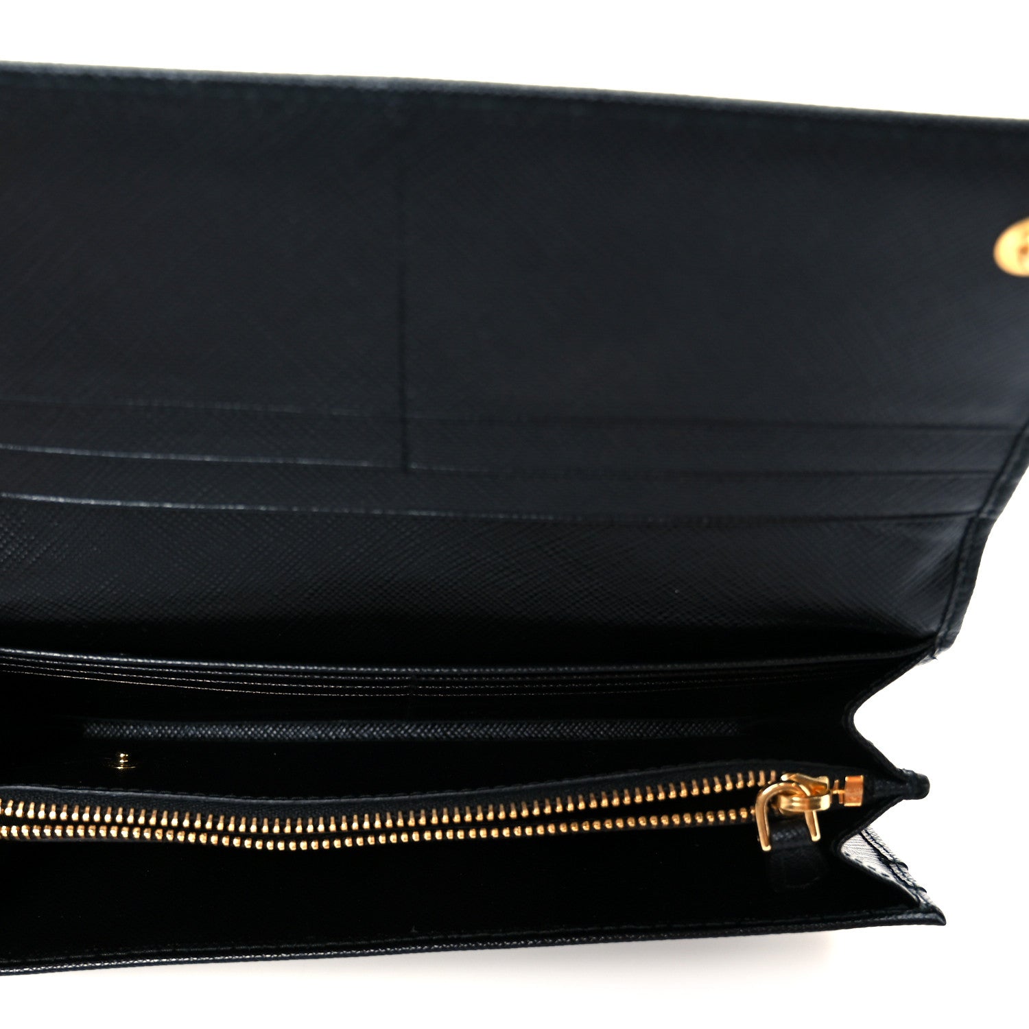 Prada Saffiano Metal Continental Flap Wallet Black 11 of 18