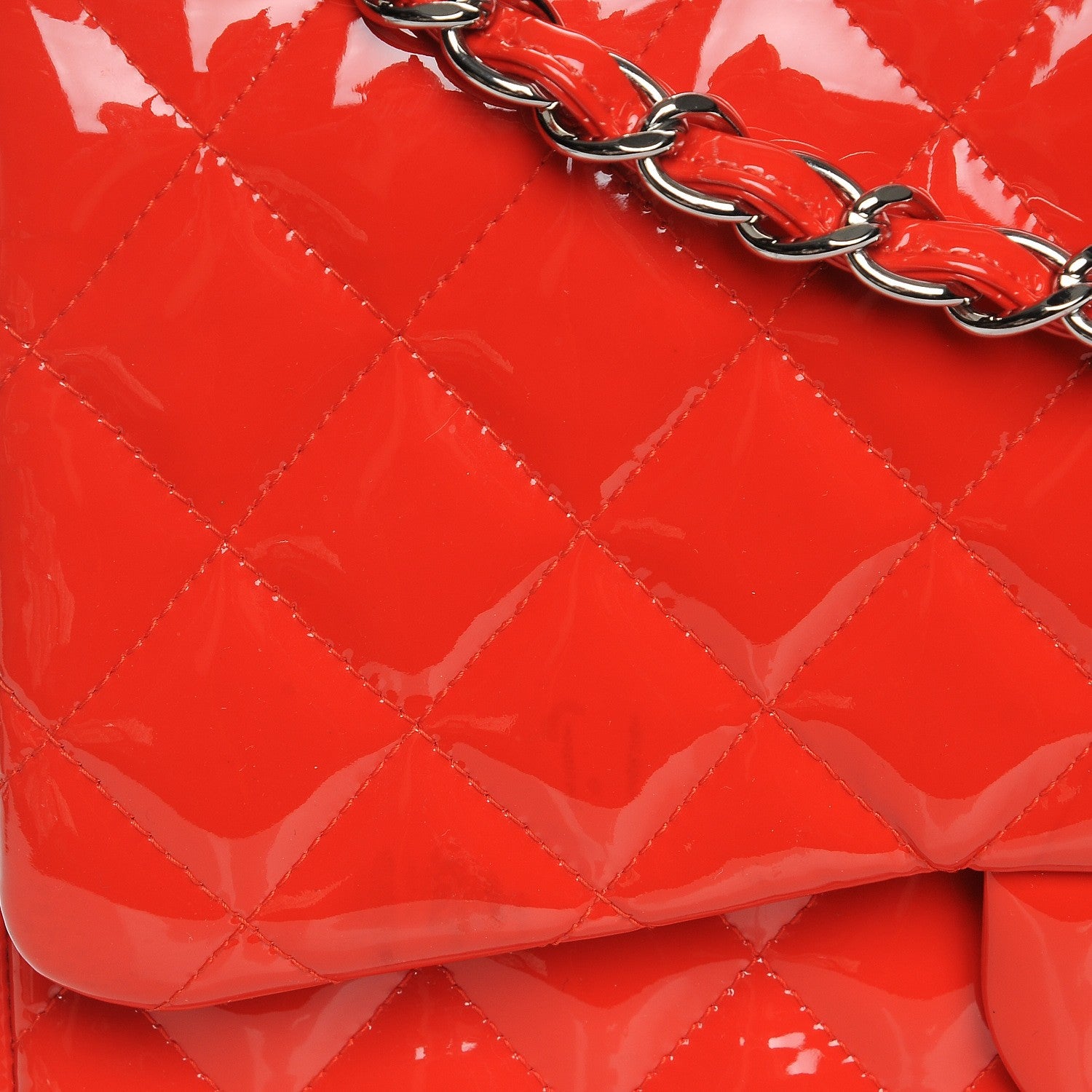 Chanel Patent Quilted Jumbo Double Flap Red 9 of 13