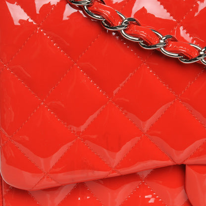 Chanel Patent Quilted Jumbo Double Flap Red 9 of 13