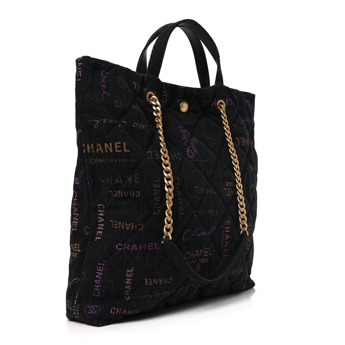 Denim Quilted Denim Mood Maxi Shopping Bag Black Multicolor