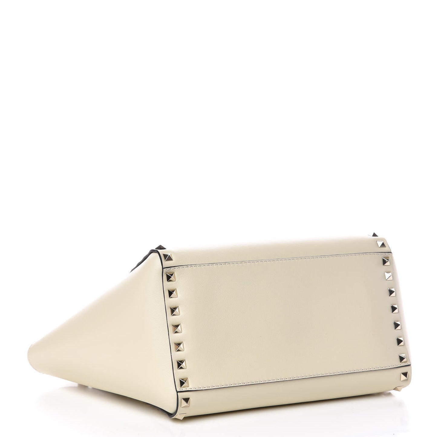 Vitello Small Rockstud Double Handle Tote Ivory