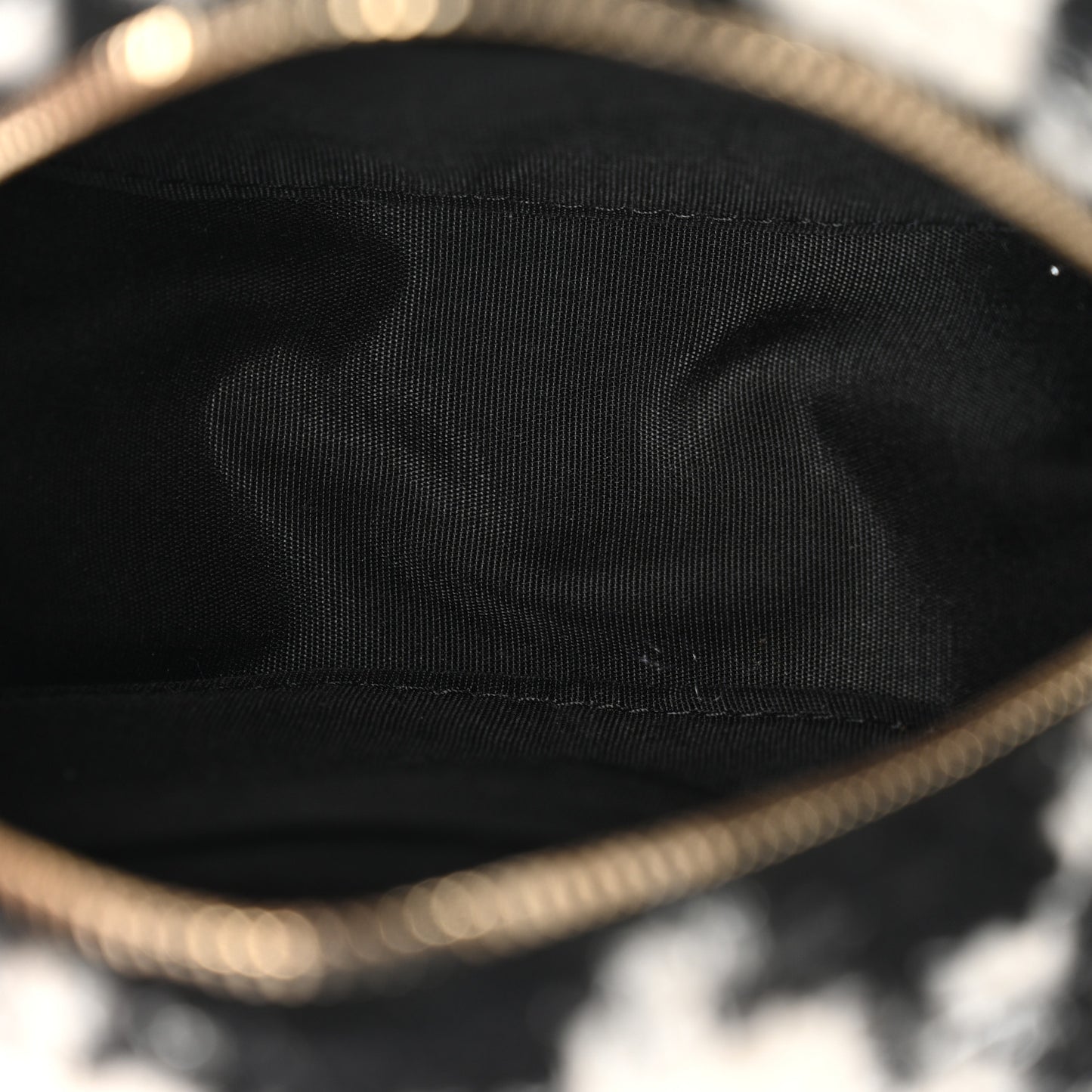 Wool Tweed Lambskin Quilted Chanel 19 Round Clutch With Chain and Coin Purse Black White Ecru