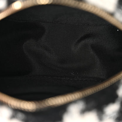 Chanel Wool Tweed Lambskin Quilted Chanel 19 Round Clutch With Chain and Coin Purse Black White Ecru 5 of 10
