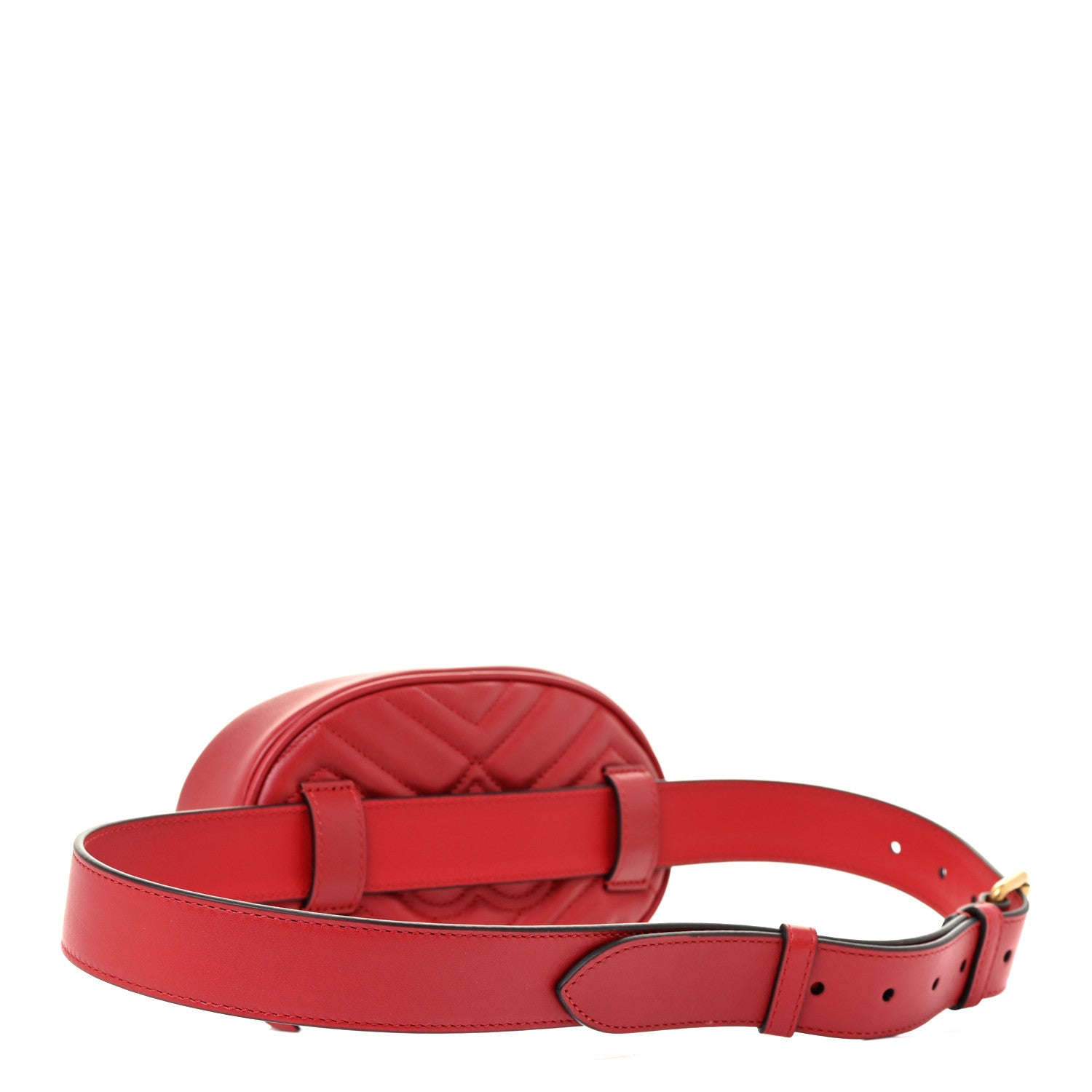 Gucci Calfskin Matelasse GG Marmont Belt Bag 85 34 Hibiscus Red 3 of 11