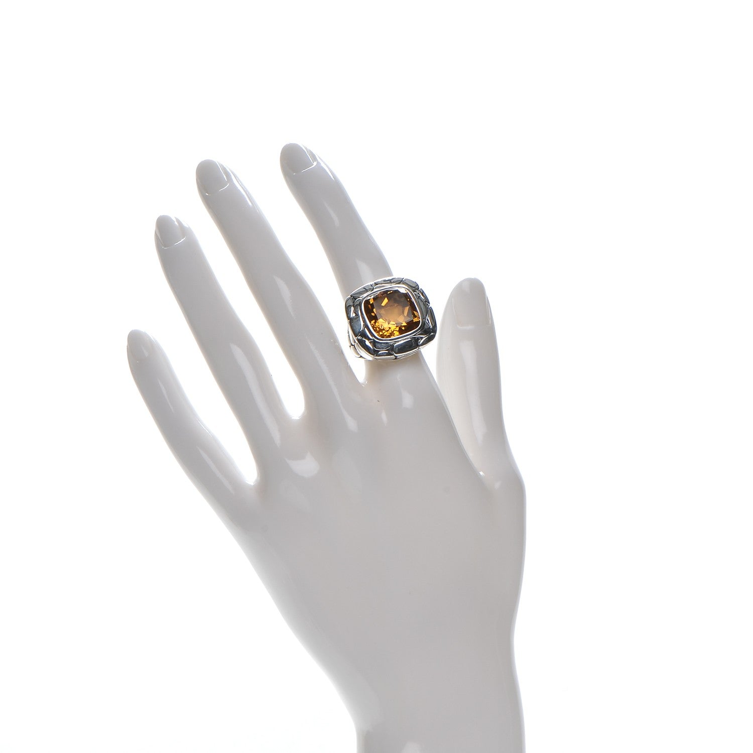 John Hardy Sterling Silver Citrine Square Kali Ring 48.5 4.75 2 of 5