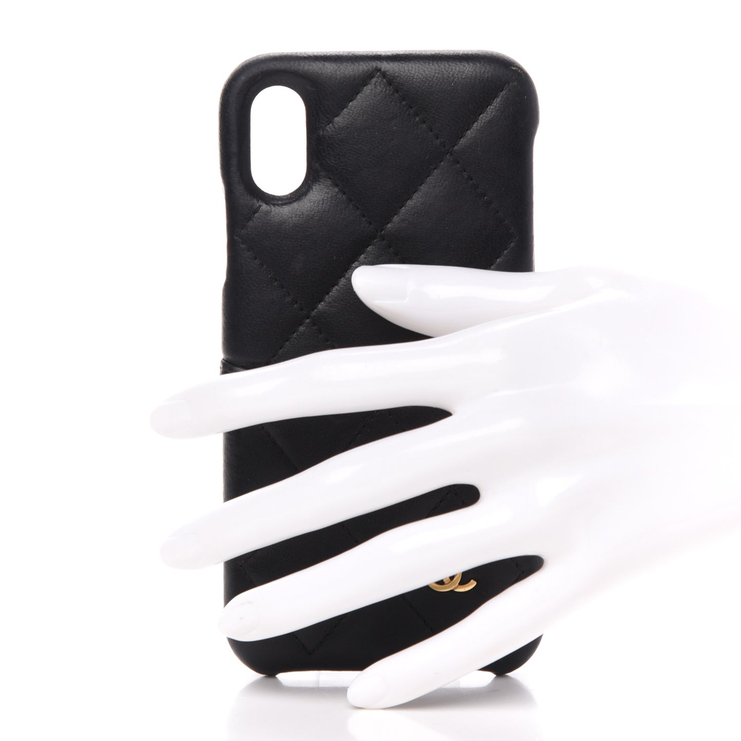 Lambskin Quilted iPhone X Case Black