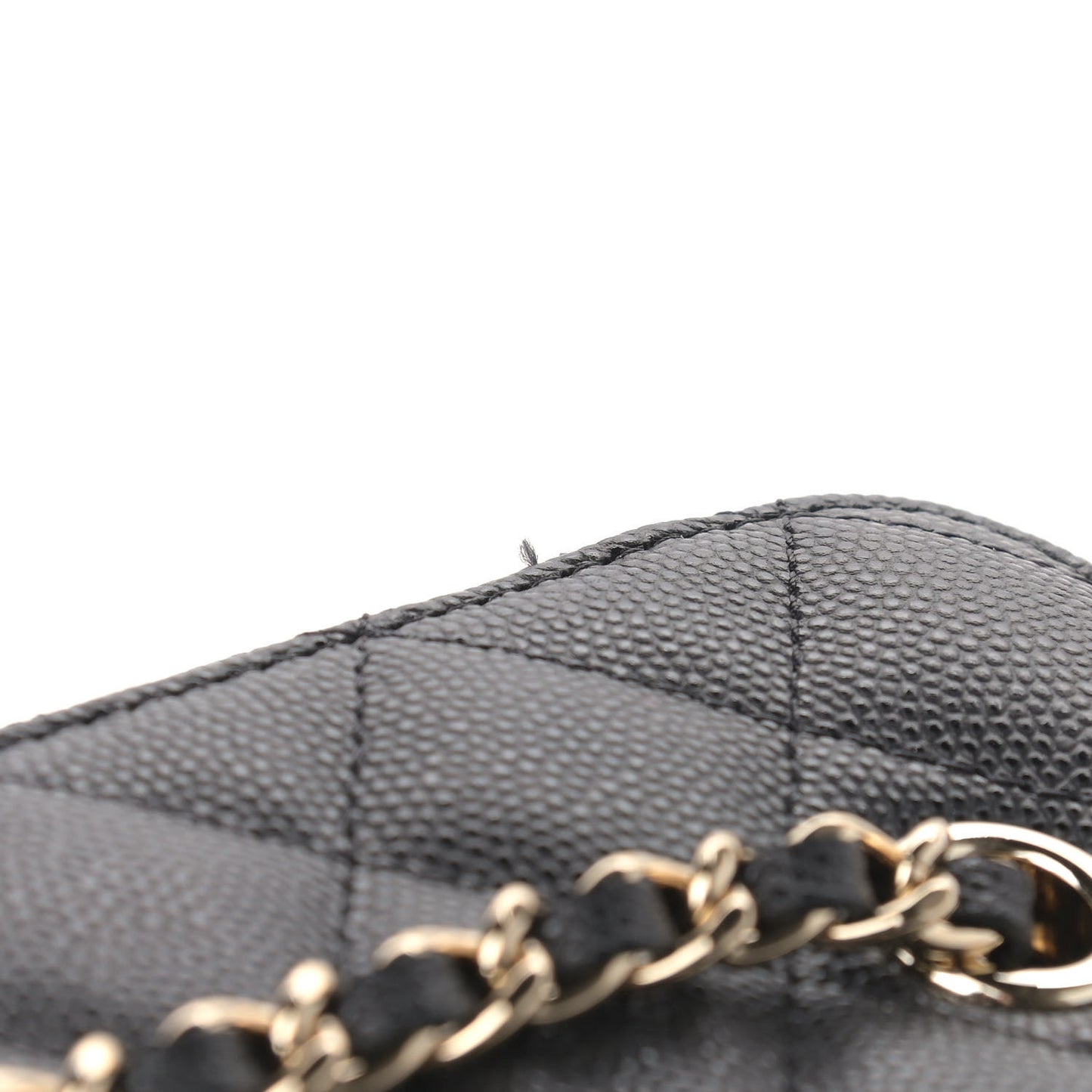 Caviar Quilted Small Vanity Case With Chain Black
