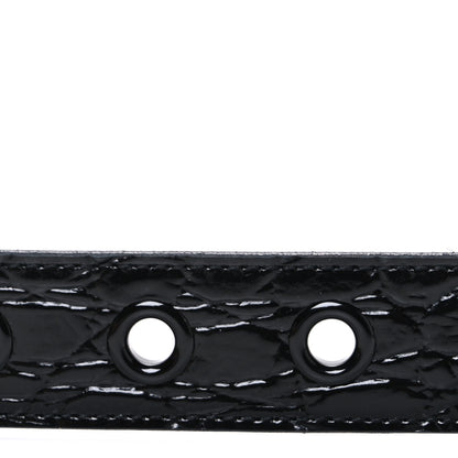Saint Laurent Snakeskin Calfskin Crocodile Embossed Buckle Belt Black 3 of 6