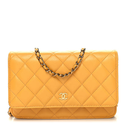 Chanel Caviar Quilted Wallet on Chain WOC Yellow 1 of 13