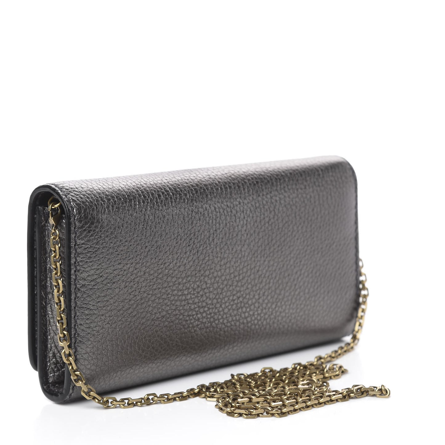 Metallic J'adior Croisiere Chain Wallet Dark Silver