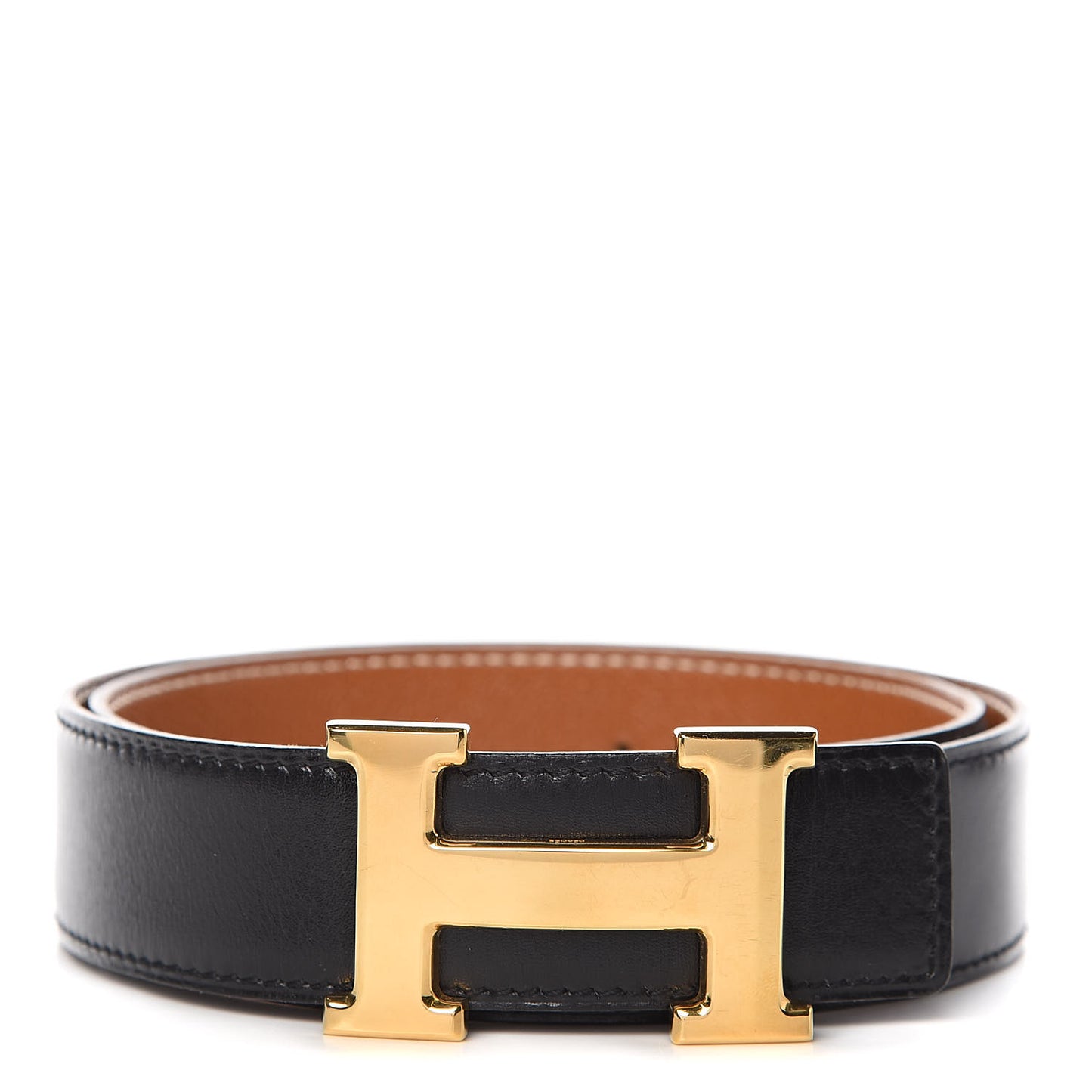 Box Courchevel 32mm H Belt 70 Black Gold