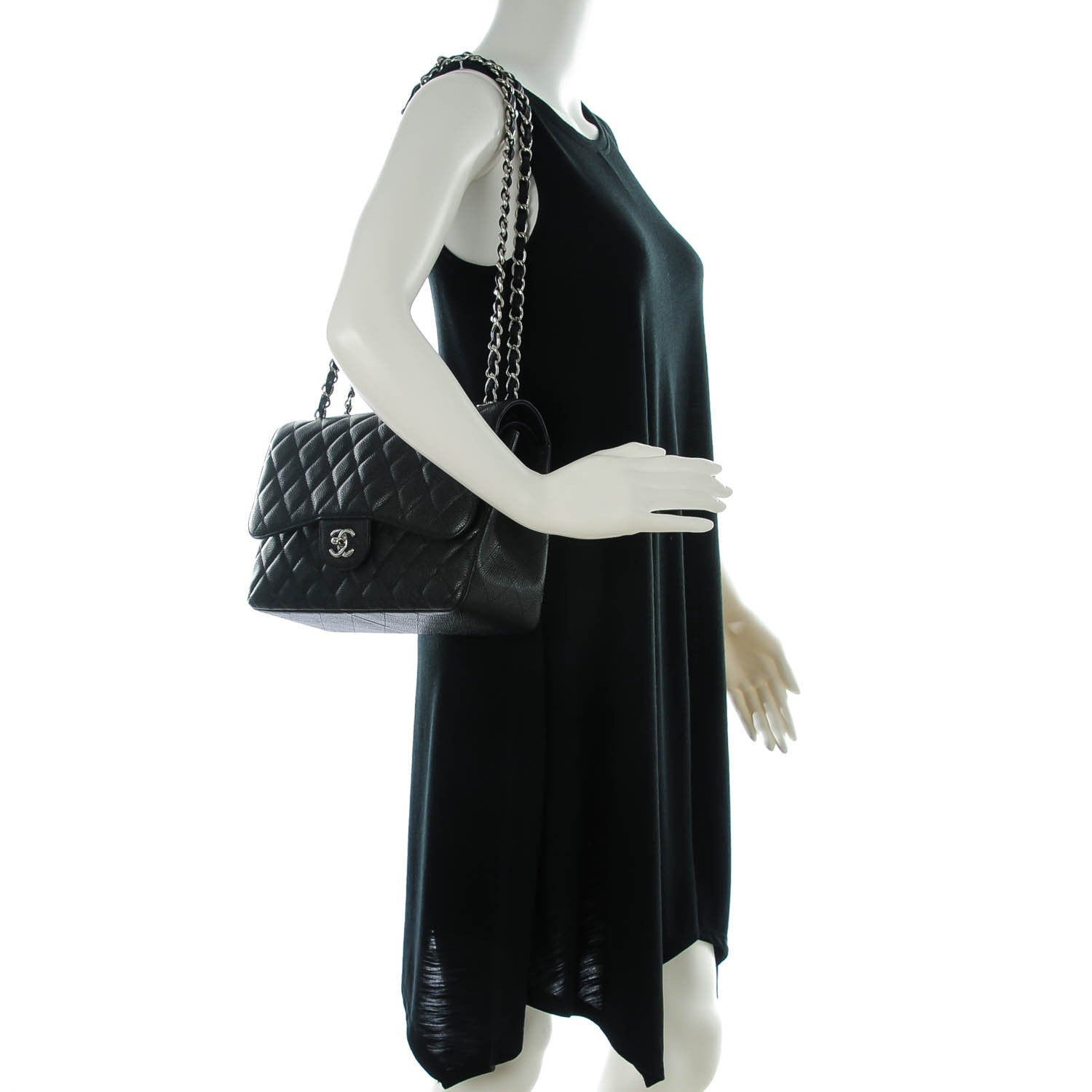 Chanel Caviar Quilted Jumbo Double Flap Black 2 of 9