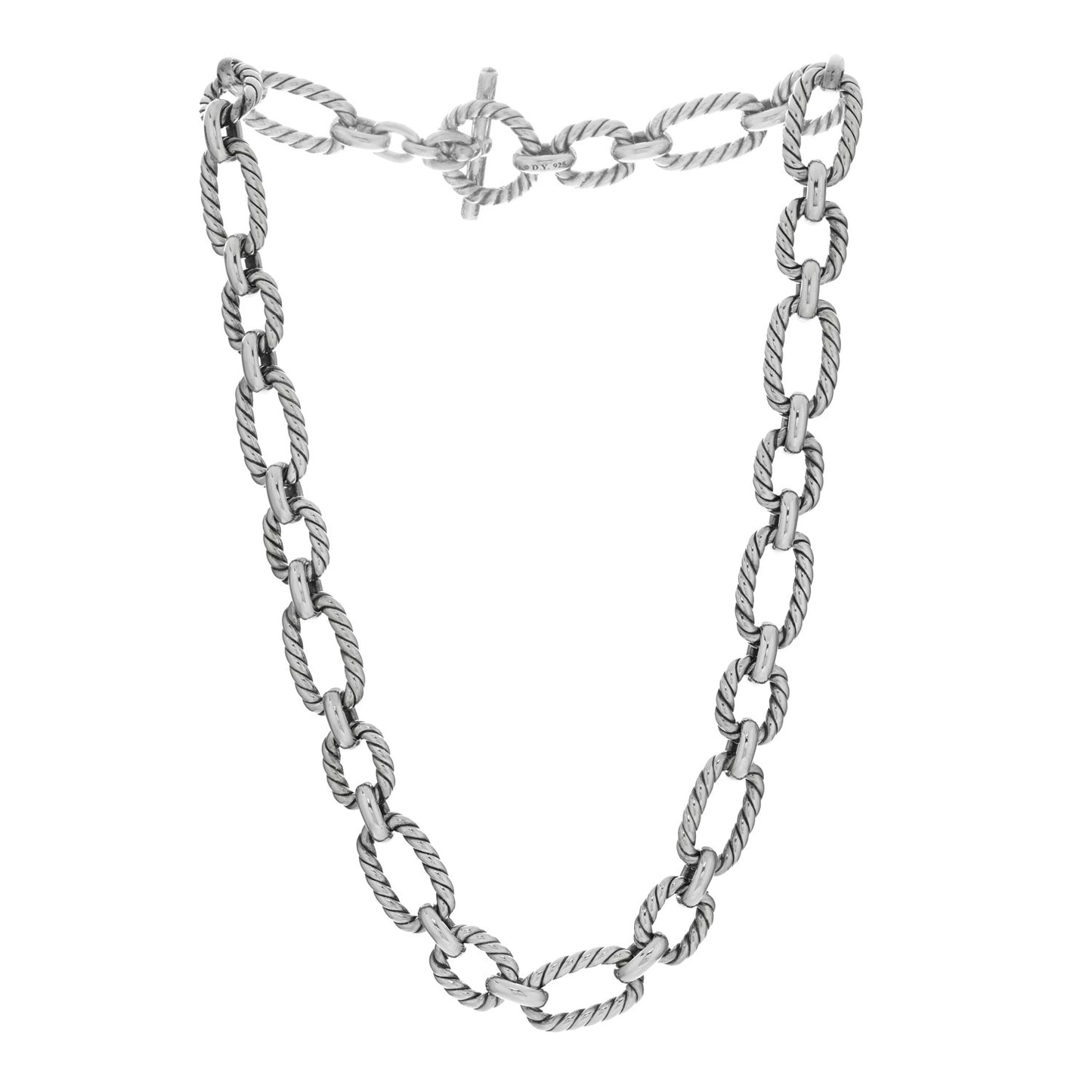 Sterling Silver Blue Sapphire 12.5mm Cushion Link Chain Necklace