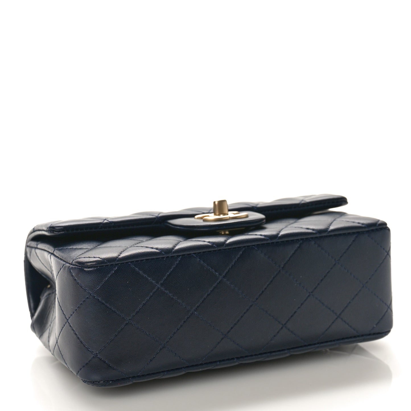 Lambskin Quilted Mini Rectangular Flap Navy