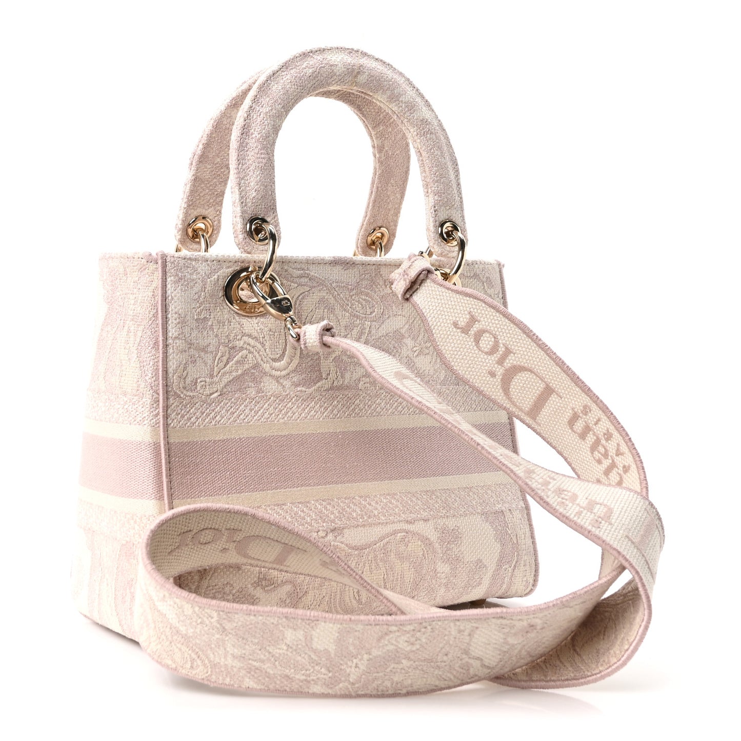 Canvas Toile De Jouy Embroidered Medium Lady D-Lite Rose