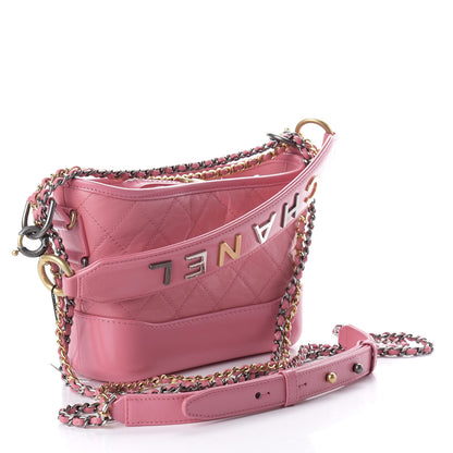 Chanel Aged Calfskin Quilted Small Gabrielle Logo Hobo Rose 3 of 9