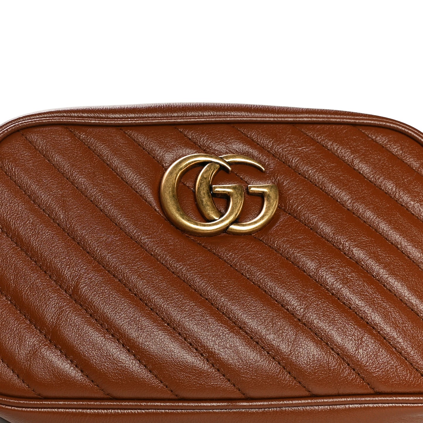 Glazed Calfskin Matelasse Diagonal Small GG Marmont Chain Shoulder Bag Cuir