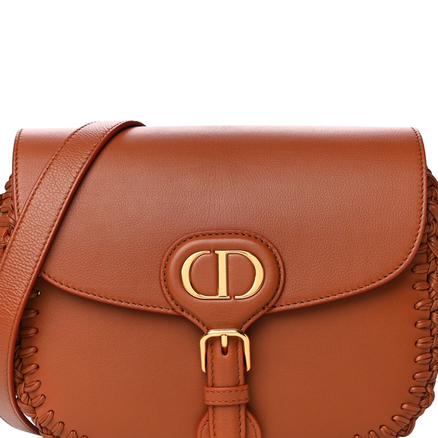 Grained Calfskin Medium Whipstitched Bobby Bag Dark Tan
