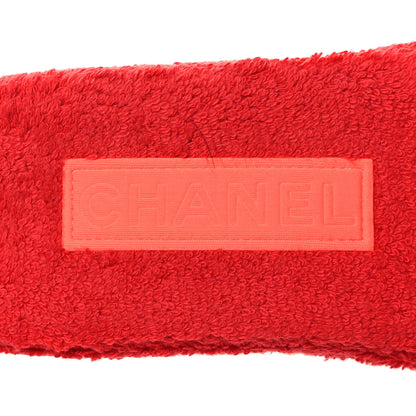 Chanel Terry CC Flat Mules Sandals 36 Dark Red Orange 8 of 9