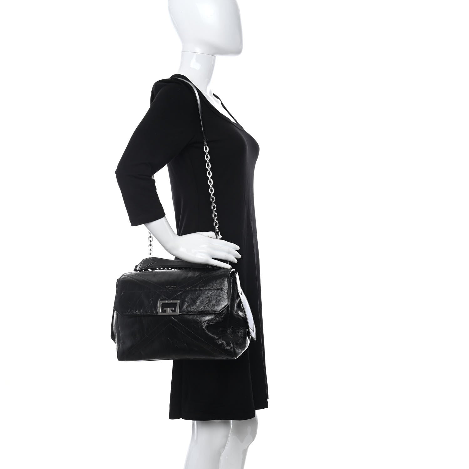 Givenchy Creased Patent Calfskin Medium ID Flap Black 3 of 10