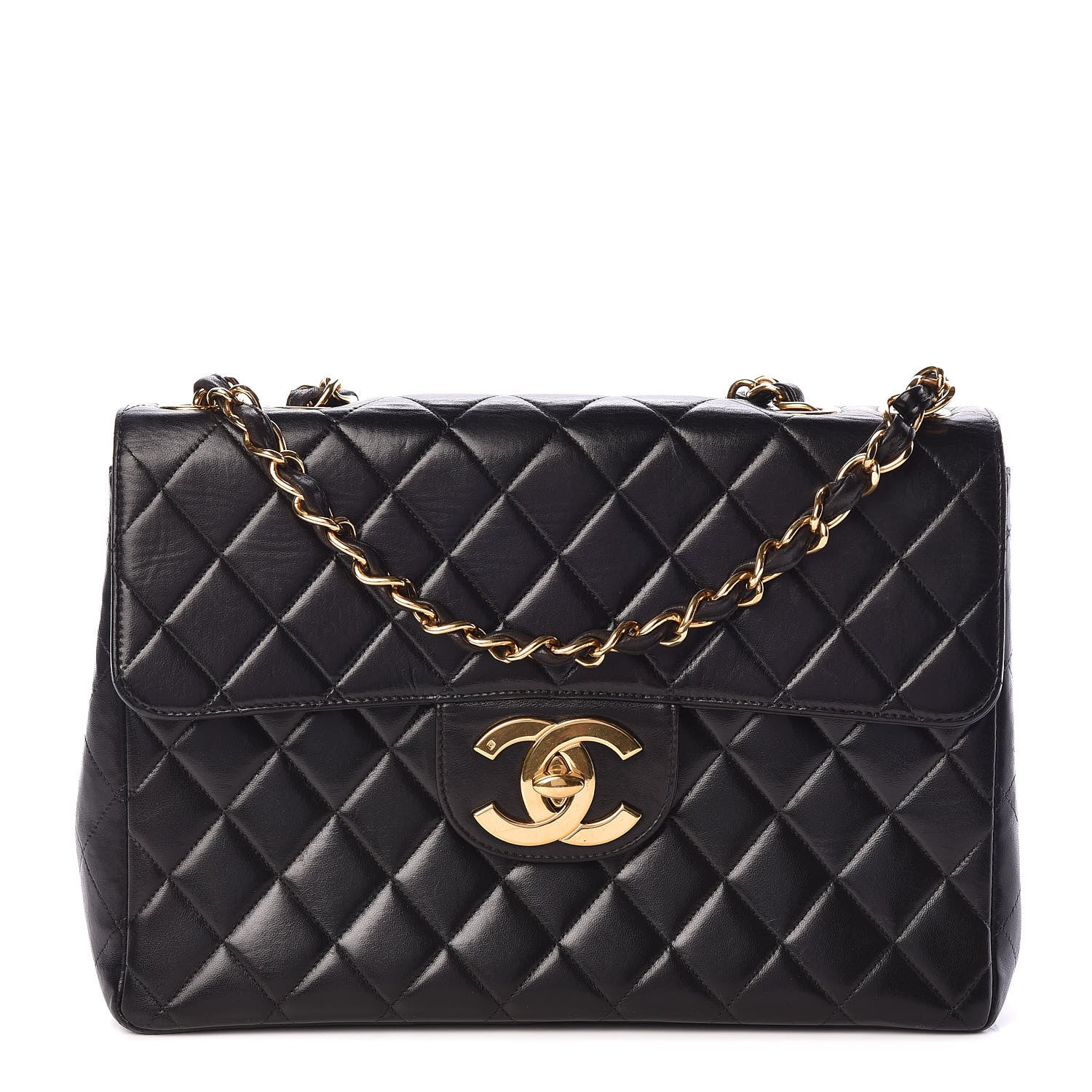 Chanel Lambskin Quilted Jumbo Single Flap Black 1 of 12