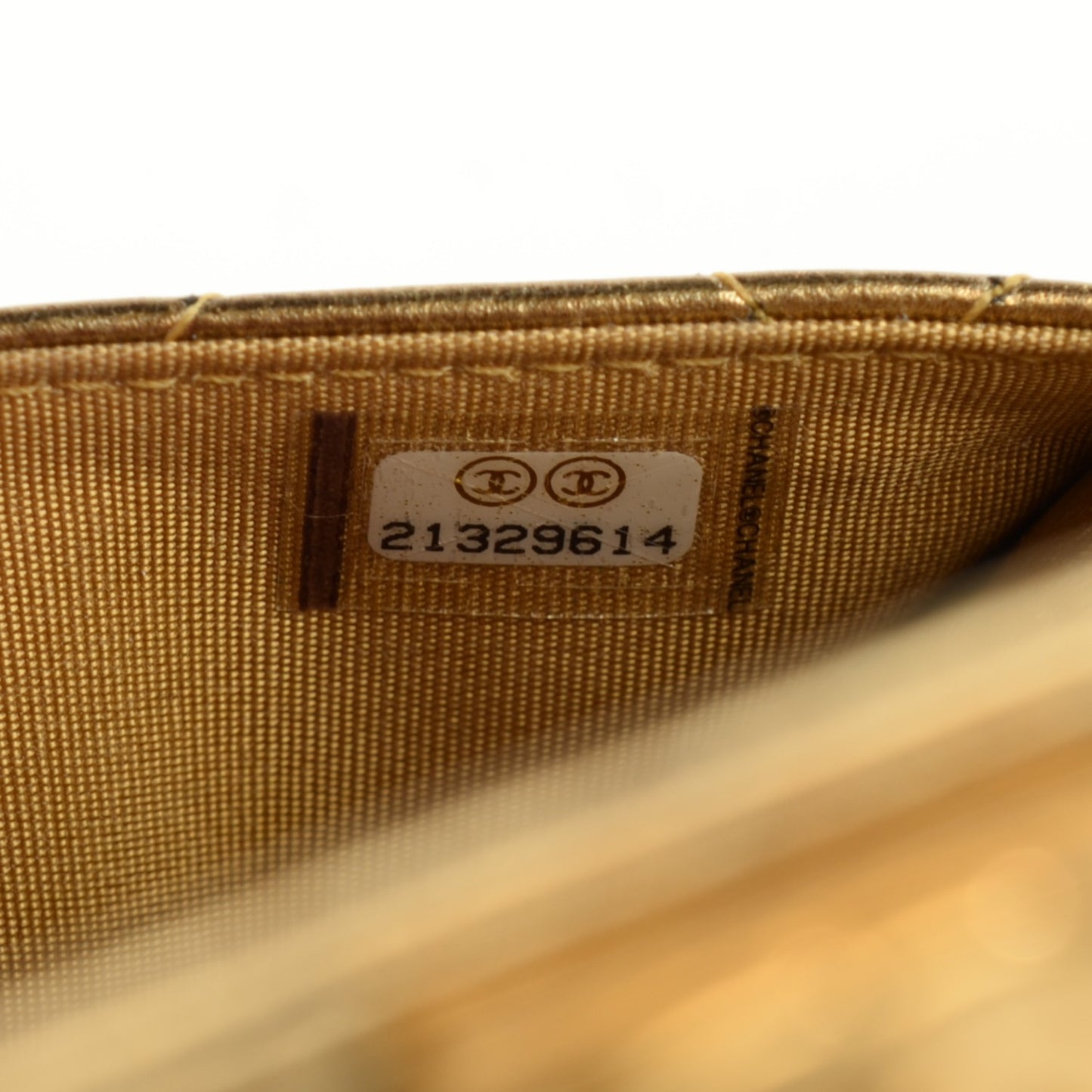 Distressed Calfskin Quilted Boy Wallet On Chain WOC Gold