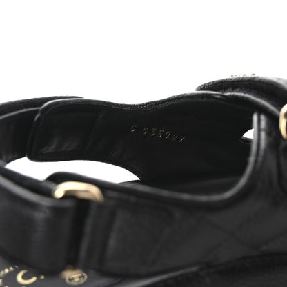 Chanel Grained Calfskin Velcro Dad Sandals 38.5 Black 9 of 10