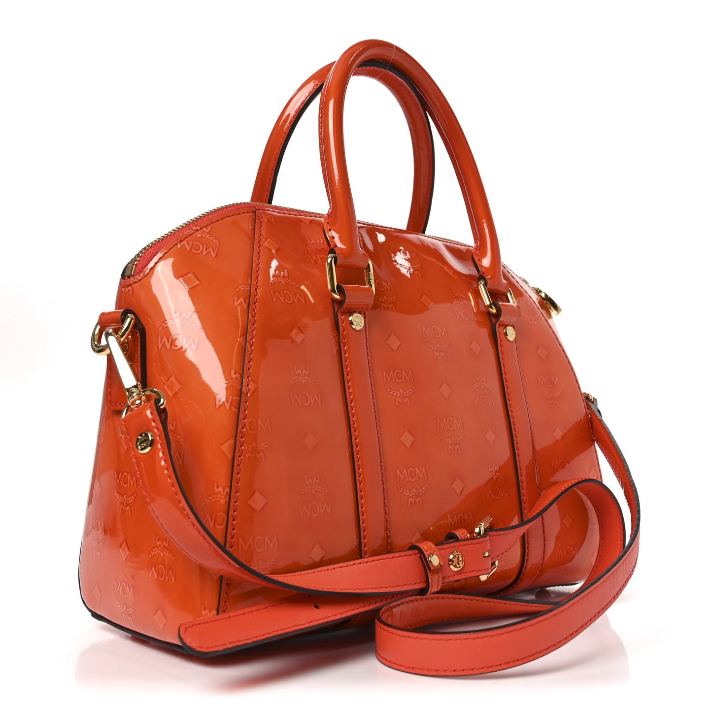 Monogram Patent Zip Top Tote Orange