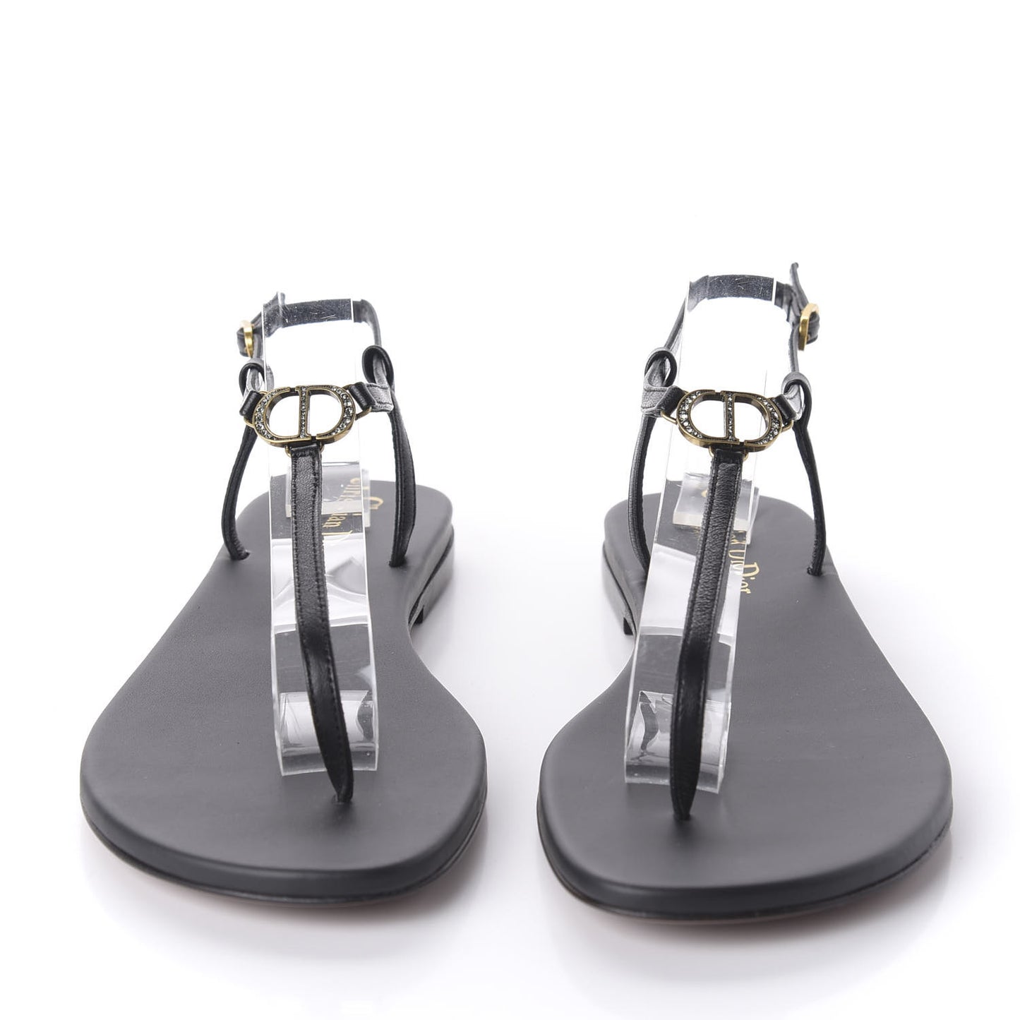 Lambskin Crystal CD Sandal 38 Black