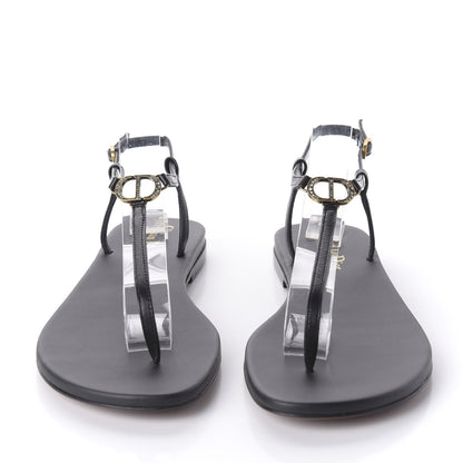 Christian Dior Lambskin Crystal CD Sandal 38 Black 2 of 8