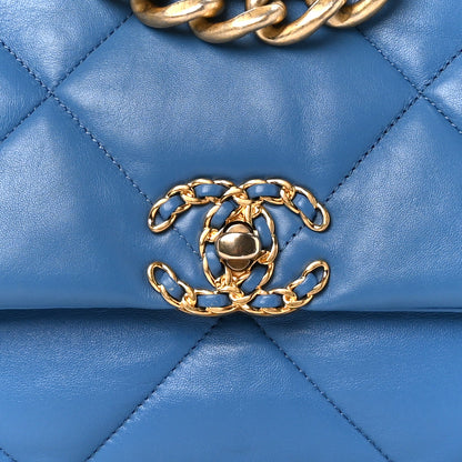 Chanel Lambskin Quilted Large Chanel 19 Flap Blue 8 of 12