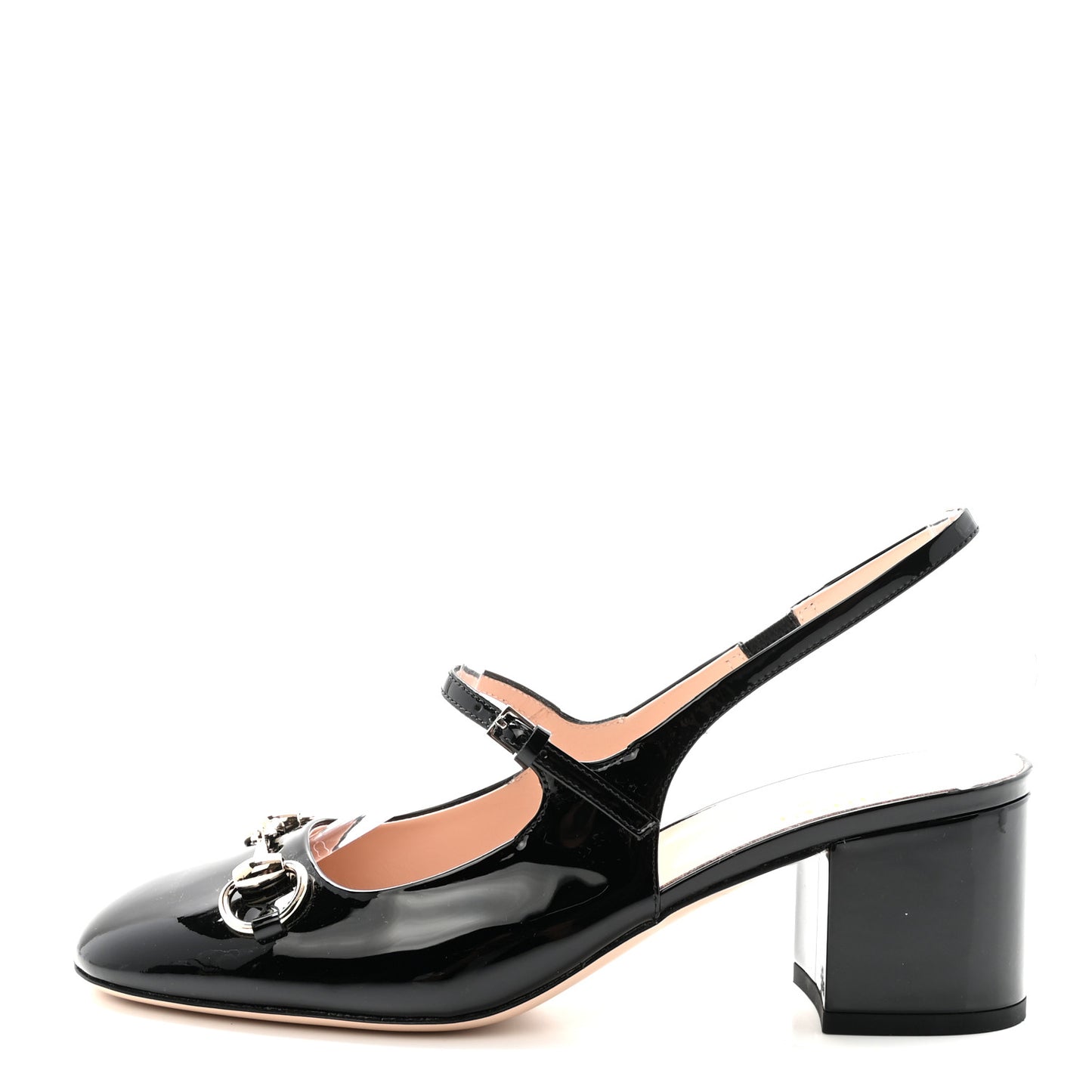 Patent Womens Horsebit Slingback Pumps 38 Black