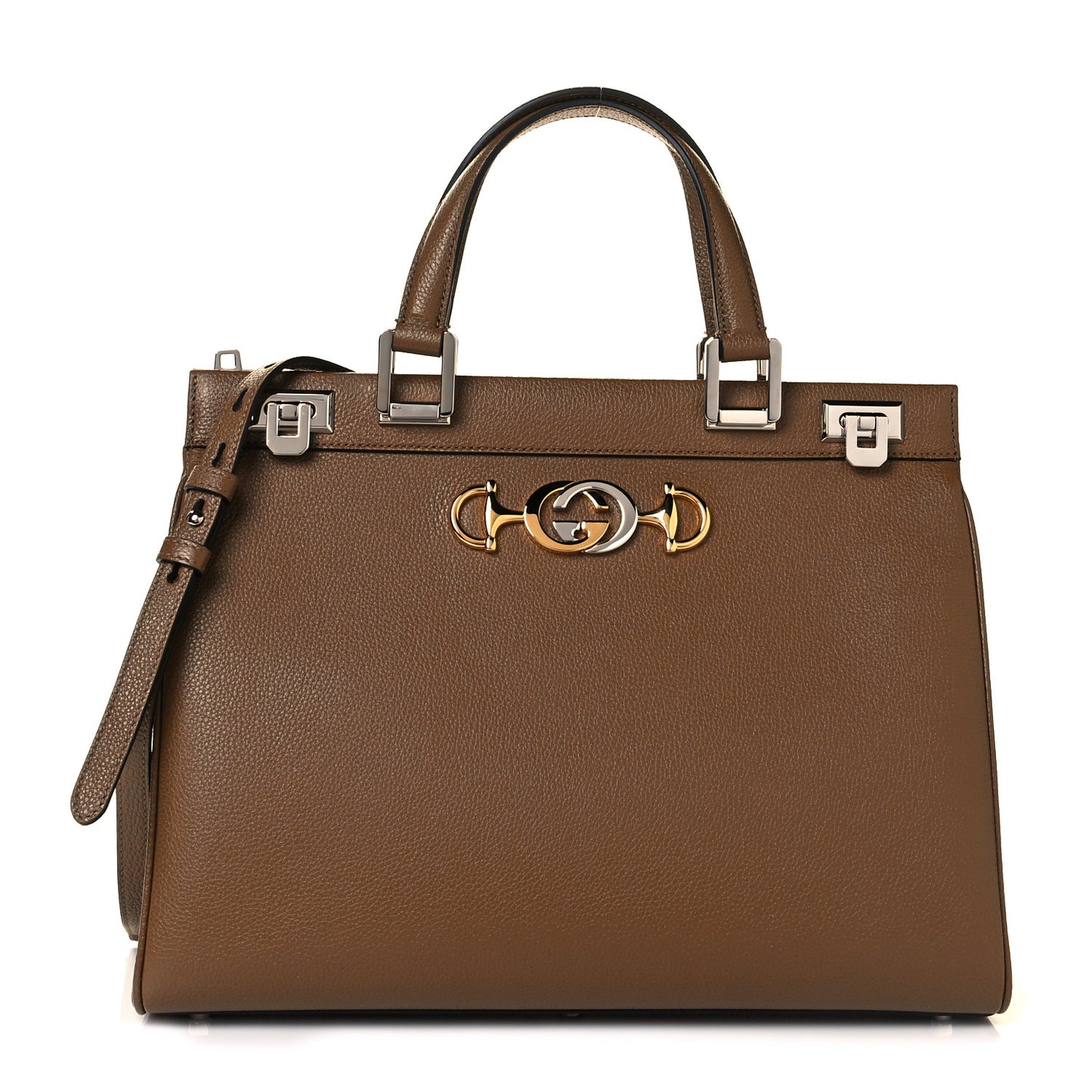 Grainy Calfskin Medium Zumi Top Handle Bag Friky Taupe