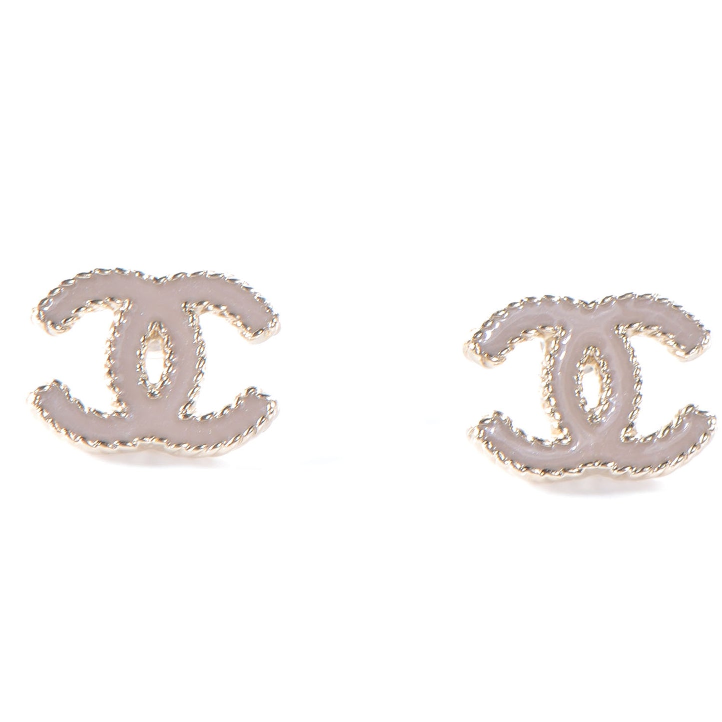 Enamel CC Earrings Light Pink