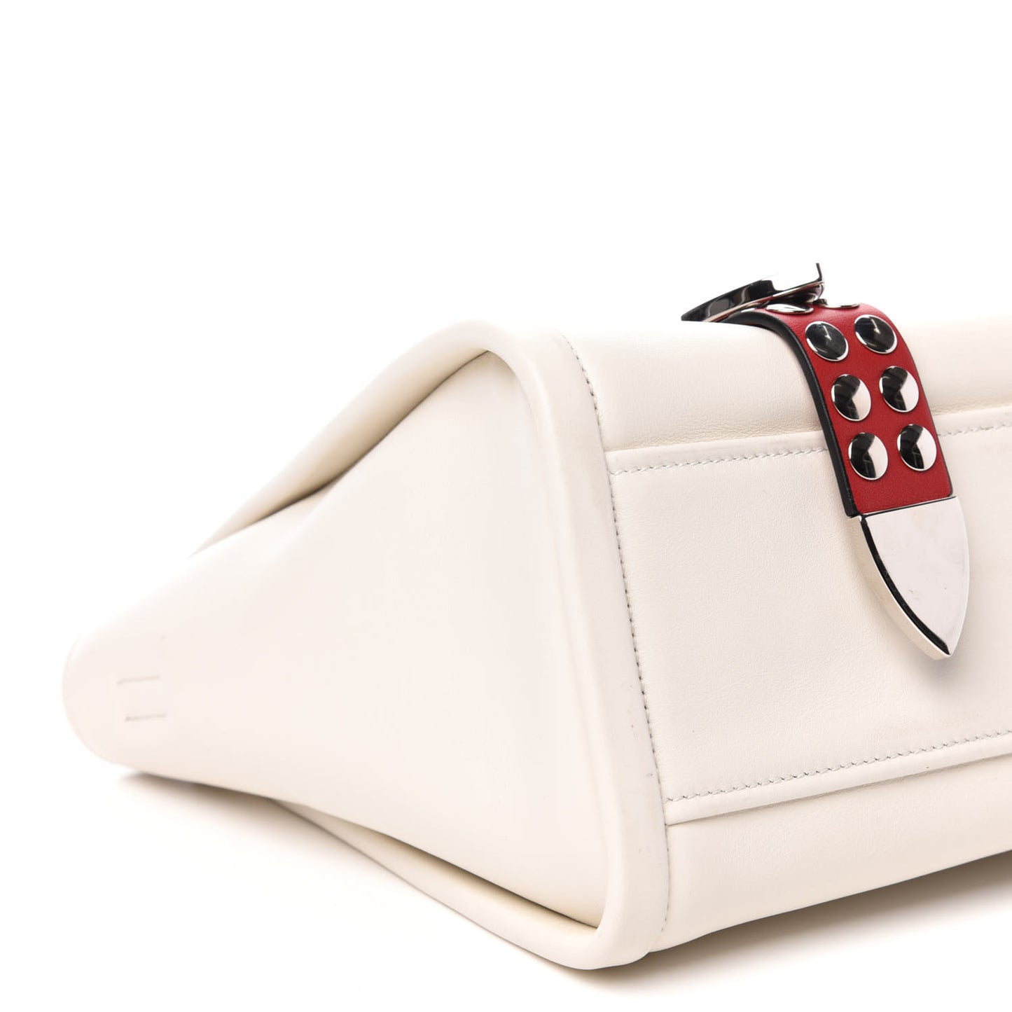 Calfskin Studded Concept Top Handle Bag White