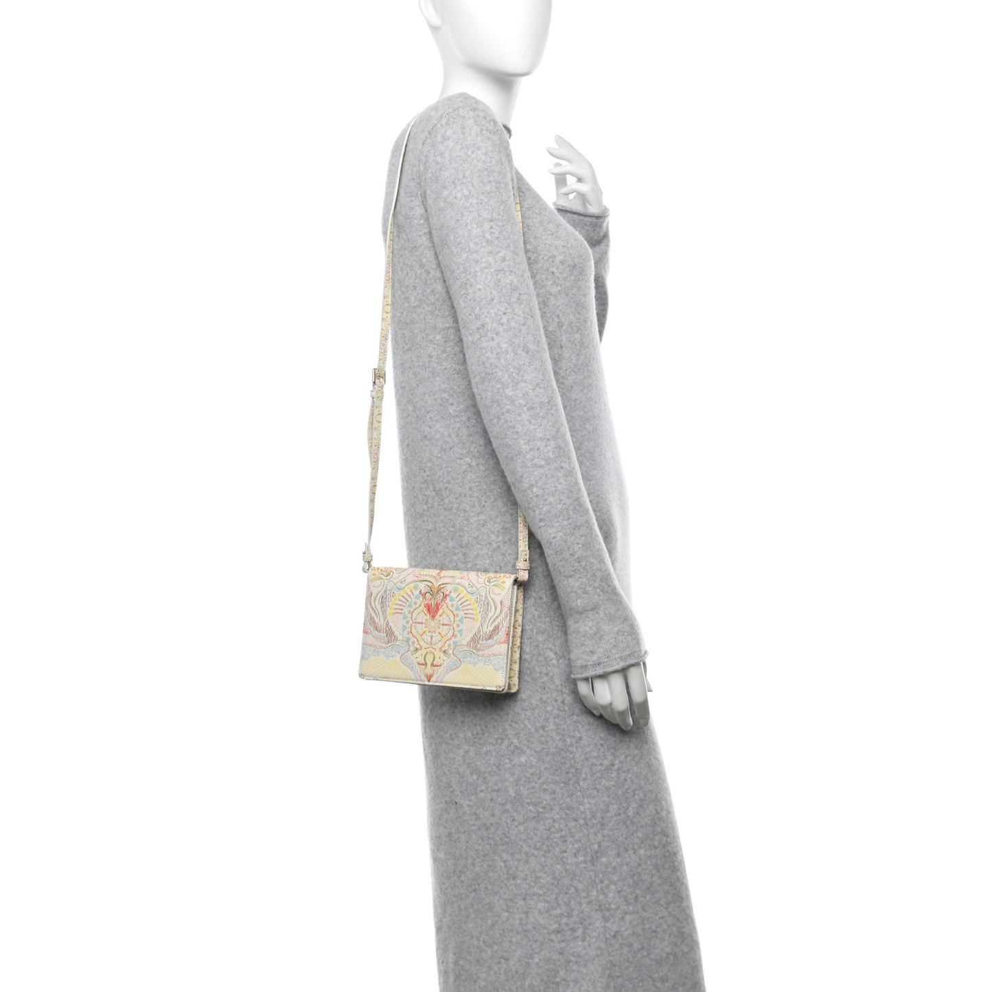 Calfskin Printed Dior In Lights Lady Dior 2-In-1 Pouch Latte Multicolor