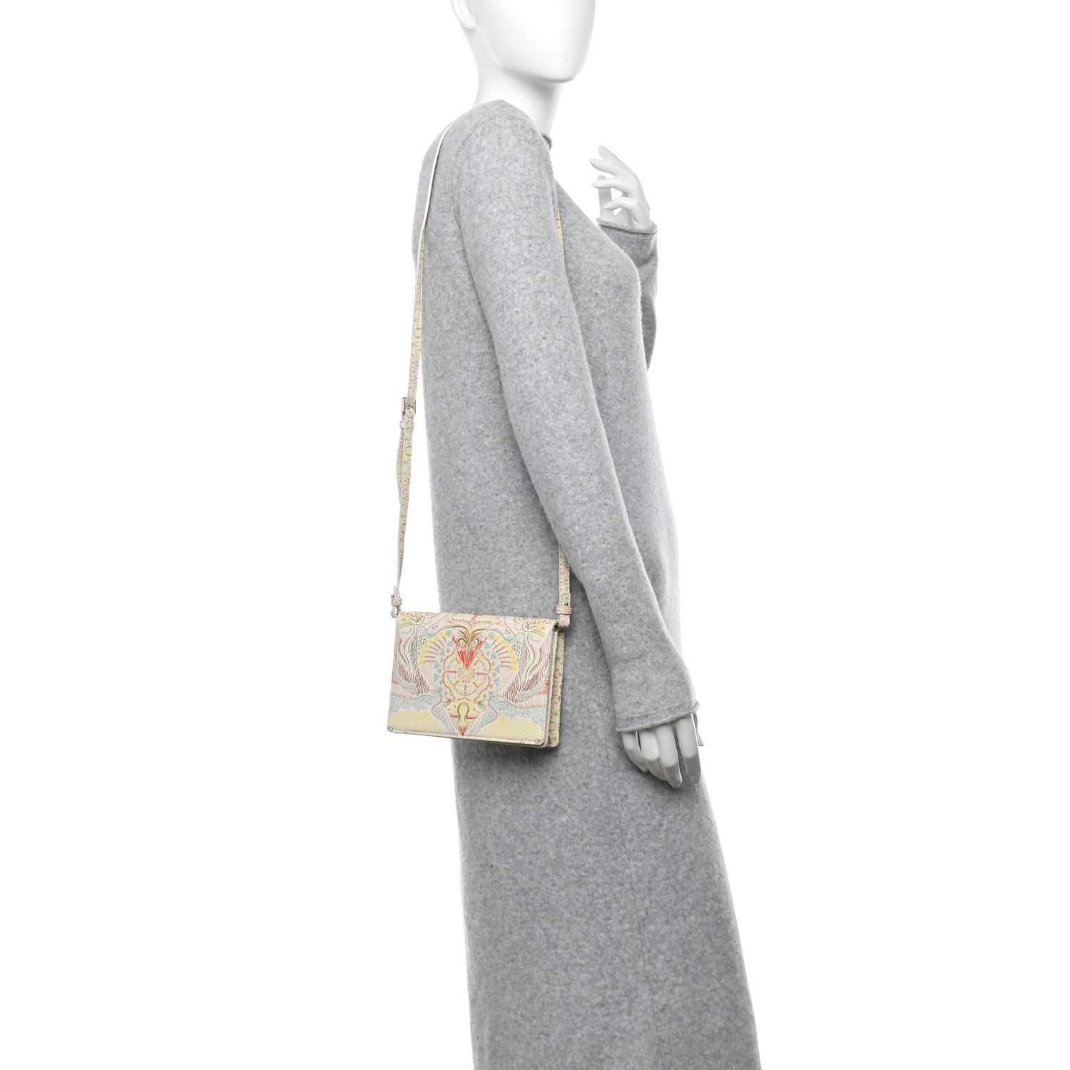 Christian Dior Calfskin Printed Dior In Lights Lady Dior 2-In-1 Pouch Latte Multicolor 2 of 10