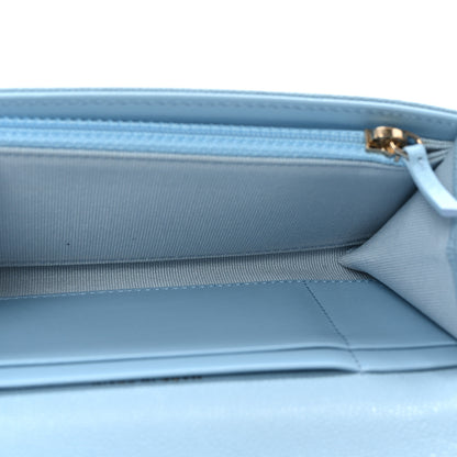 Chanel Caviar Quilted Crystal Long Flap Wallet Light Blue 5 of 8