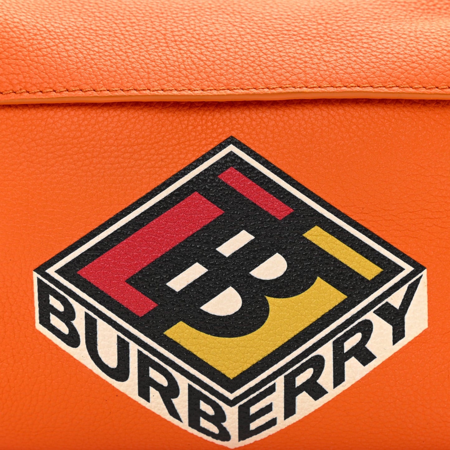 Grainy Calfskin Logo Graphic Sonny Bum Bag Orange