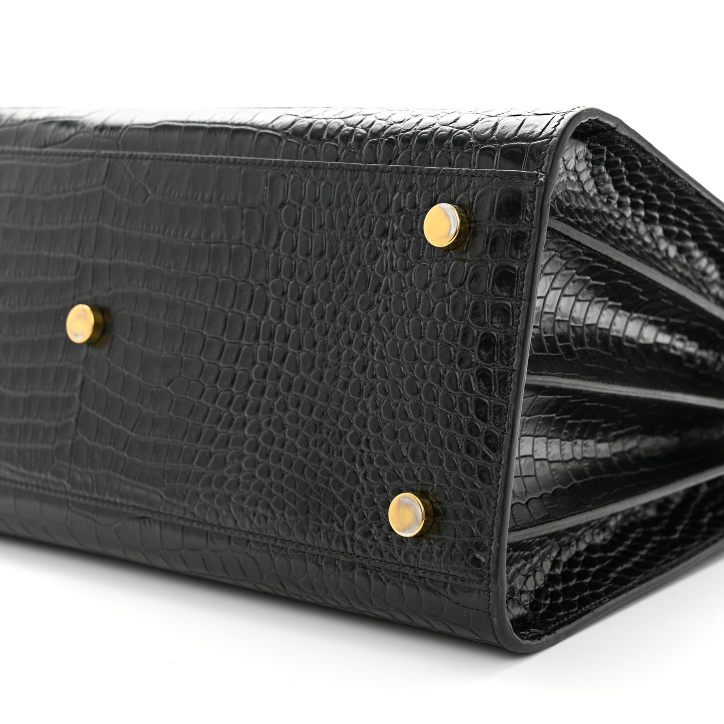 Calfskin Crocodile Embossed Small Sac de Jour Dusty Black