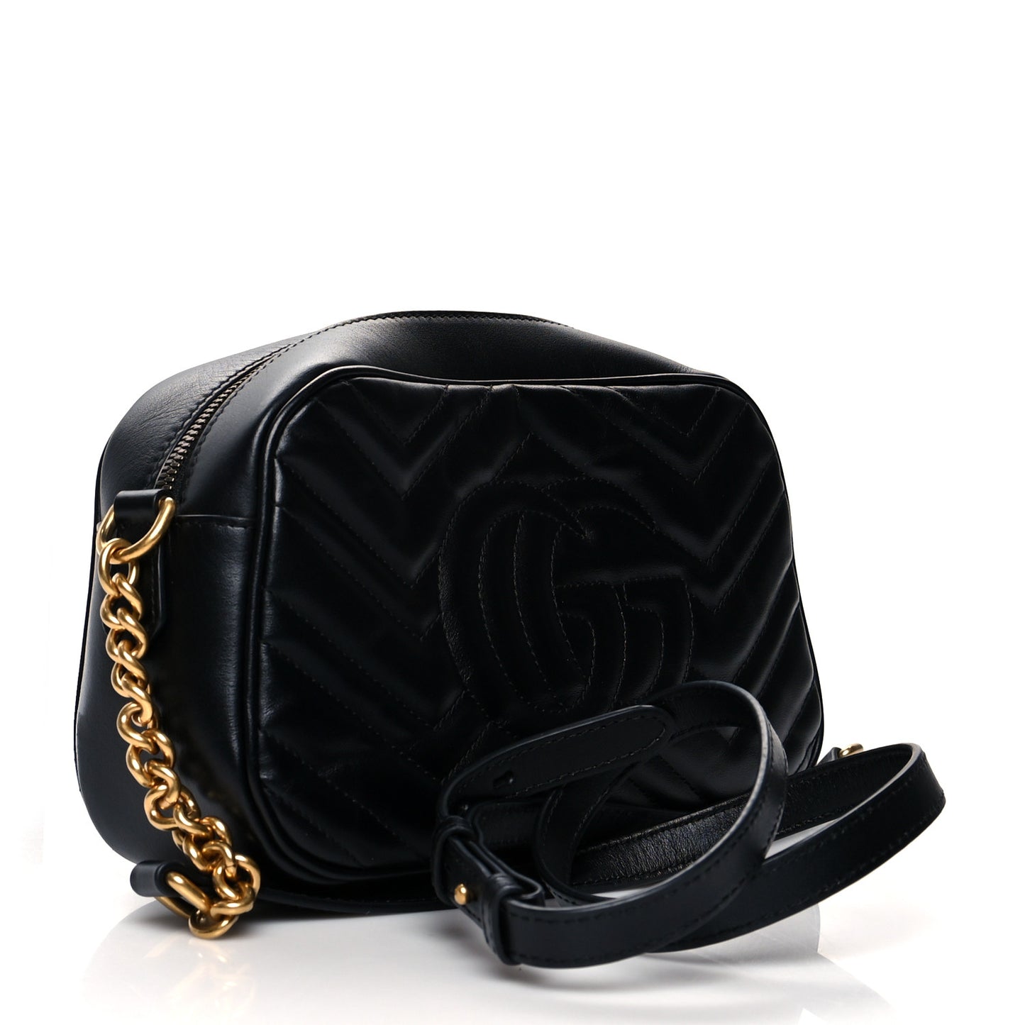 Calfskin Matelasse Small GG Marmont Chain Shoulder Bag Black