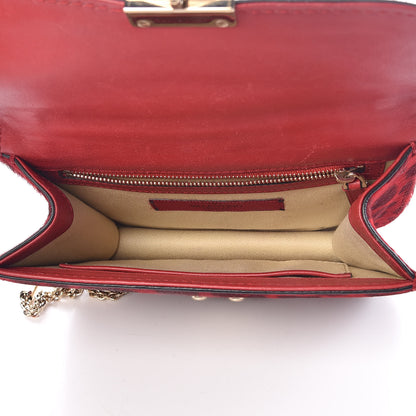 Valentino Garavani Calf Hair Leopard Print Small Glam Lock Rockstud Flap Red 6 of 10