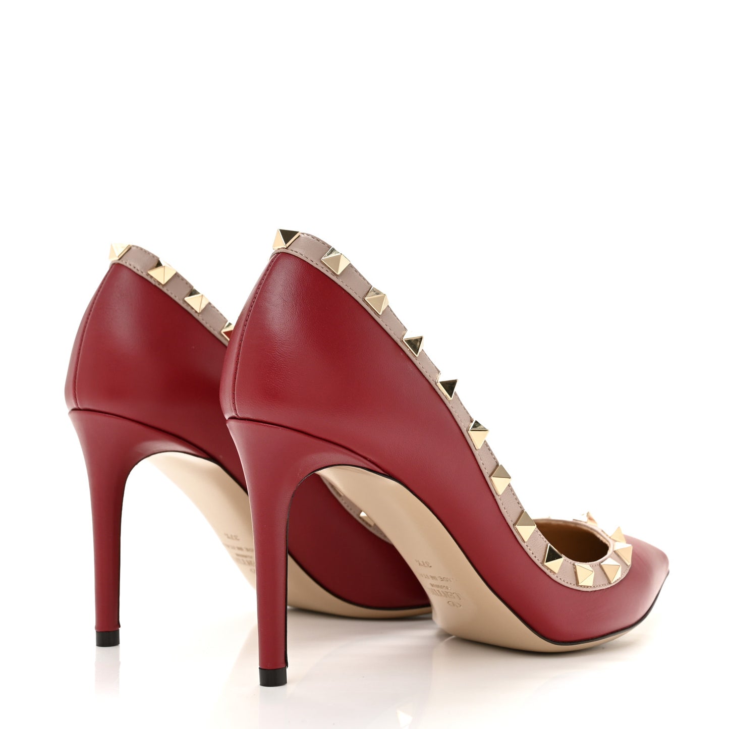 Calfskin Rockstud 85mm Pumps 37.5 Rosso Valentino Poudre