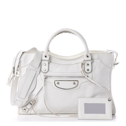Balenciaga Chevre Silver Metallic Edge Hardware City White 1 of 11