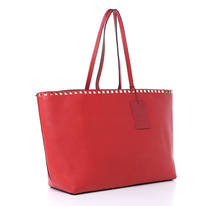 Valentino Garavani Grained Calfskin Rockstud Shoulder Tote Rouge Pur 3 of 11
