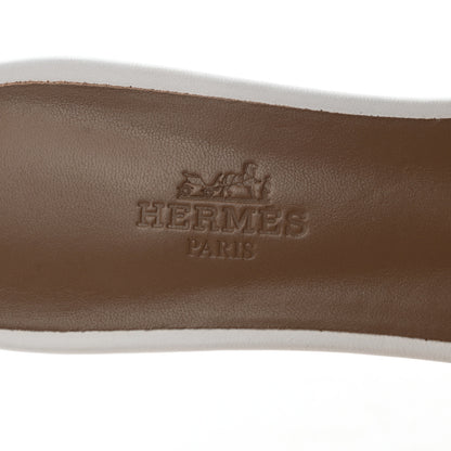 Hermes Calfskin Dreamy Sandals 37 White 7 of 9