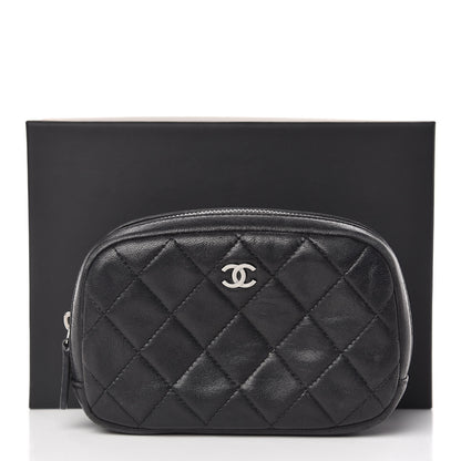 Chanel Lambskin Quilted Small Curvy Pouch Cosmetic Case Black 8 of 8